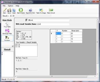 Karnaugh Analyzer screenshot 3