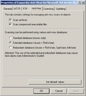 Kaspersky Anti-Virus for Microsoft ISA Server Enterprise Edition screenshot 2