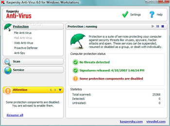 Kaspersky Anti-Virus Personal Pro screenshot