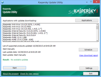 Kaspersky Update Utility (formerly Kaspersky Updater) screenshot