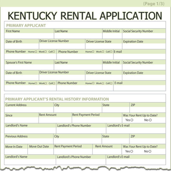 Kentucky Rental Application screenshot