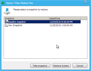 Keriver 1-Click Restore Free screenshot