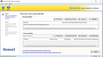 Kernel for Lotus Notes to Outlook screenshot