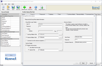 Kernel for Novell GroupWise to Exchange screenshot 3