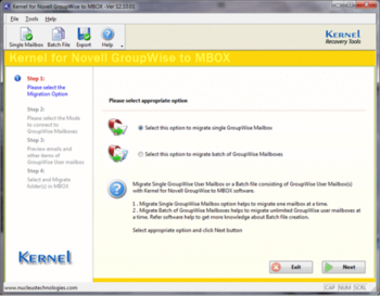 Kernel for Novell GroupWise to MBOX screenshot