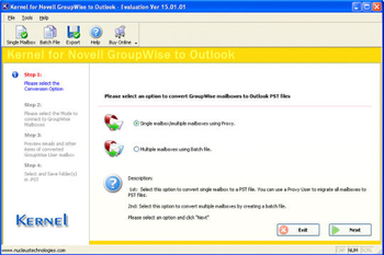 Kernel for Novell GroupWise to Outlook screenshot