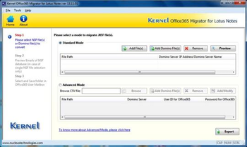 Kernel Office 365 Migrator for Lotus Notes screenshot