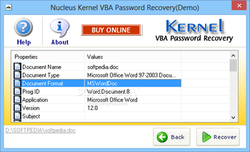 Kernel VBA Password Recovery screenshot 2
