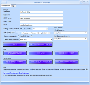 Keymemory Keylogger screenshot