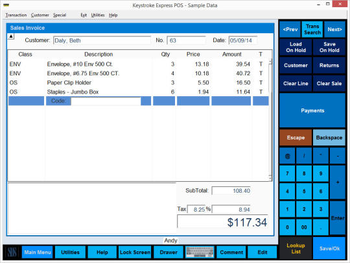 Keystroke Express POS screenshot