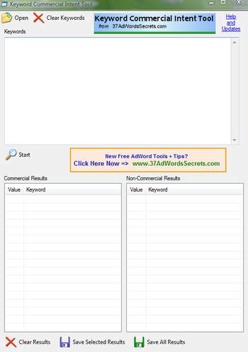 Keyword Commercial Intent Tool for AdWords PPC screenshot