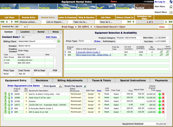 KiBiz Event and Equipment Rental Management Program screenshot