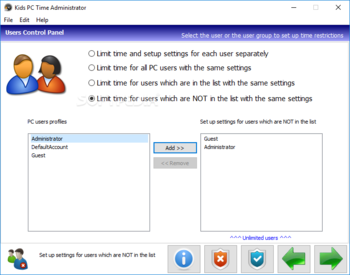 Kids PC Time Administrator screenshot