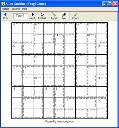 Killer Sudoku or Sum Sudoku screenshot