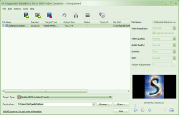 KingConvert BlackBerry Torch 9800 Video Converter screenshot