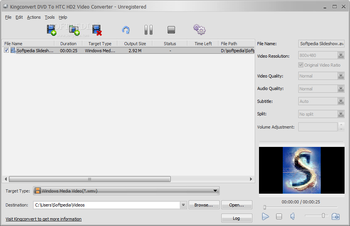 KingConvert DVD To HTC HD2 Video Converter screenshot