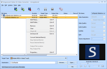 Kingconvert Nokia C6 Video Converter screenshot