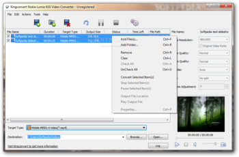 Kingconvert Nokia Lumia 610 Video Converter screenshot