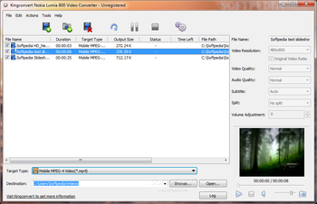Kingconvert Nokia Lumia 800 Video Converter screenshot