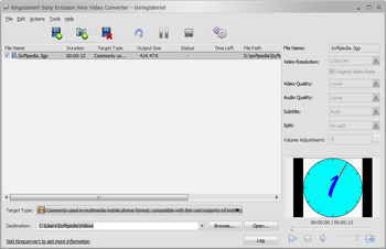 KingConvert Sony Ericsson Aino Video Converter screenshot