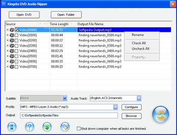 Kingdia DVD Audio Ripper screenshot