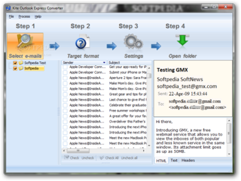 Kite Outlook Express Converter screenshot