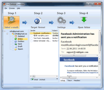 Kite WebMail Converter screenshot