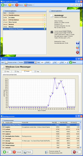 Kiwi application monitor screenshot 2