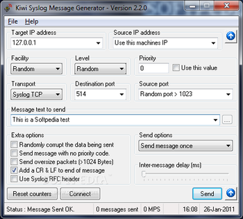 Kiwi Syslog Generator screenshot