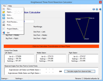 Knightwood Three Point Resection Calculator screenshot 2