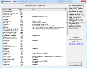 Komodias Free SSL Sniffer screenshot
