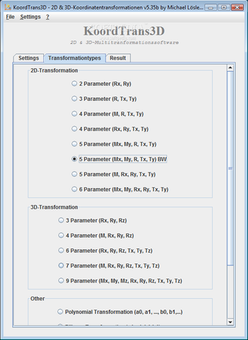 KoordTrans3D screenshot 2