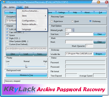 KRyLack Archive Password Recovery screenshot 4