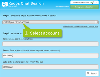 Kudos Chat Search for Skype screenshot