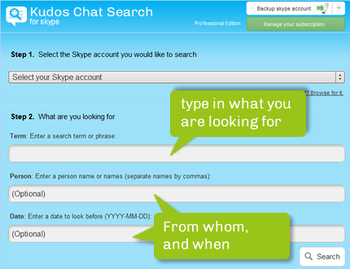 Kudos Chat Search for Skype screenshot 2