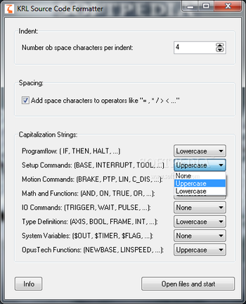 KUKA KRL Source Code Formatter screenshot