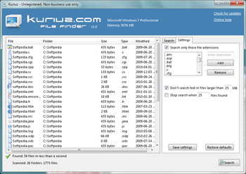 Kuriuz File Finder screenshot 2