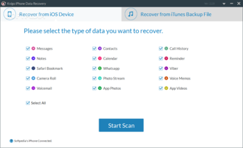 Kvigo iPhone Data Recovery screenshot