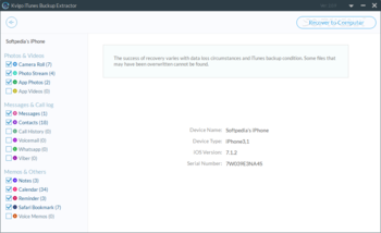 Kvigo iTunes Backup Extractor screenshot 2