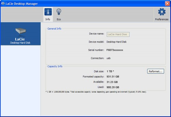 LaCie Desktop Manager screenshot