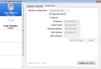 LaCie Network Assistant screenshot