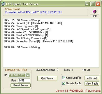LAN Speed Test Server screenshot