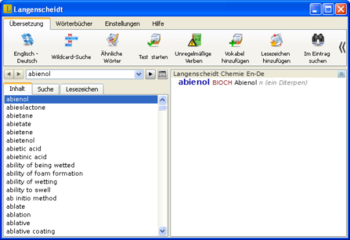 Langenscheidt Professional-Specialist Dictionary of Chemistry and Chemical engineering screenshot