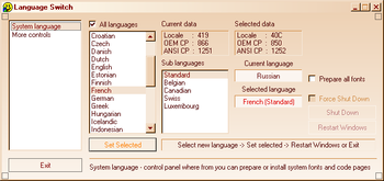 Language Switch - Pan European for Win98,ME screenshot