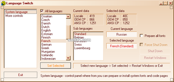 Language Switch - Pan European for Win98,ME screenshot 2