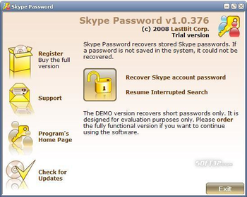 LastBit Skype Password Recovery screenshot 3