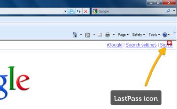 LastPass IE Anywhere screenshot