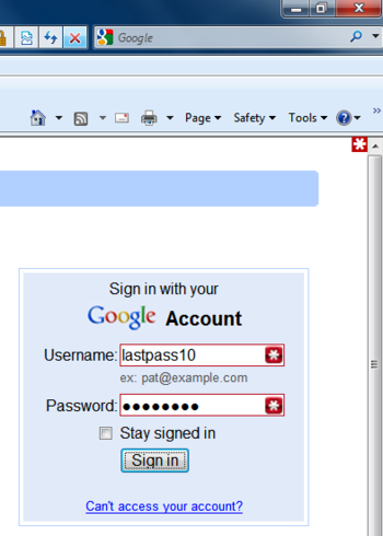 LastPass IE Anywhere screenshot 2