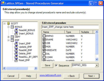 Lattice.SPGen Stored Procedure and Code Generator screenshot