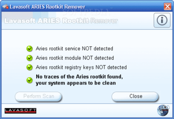 Lavasoft ARIES Rootkit Remover screenshot 2
